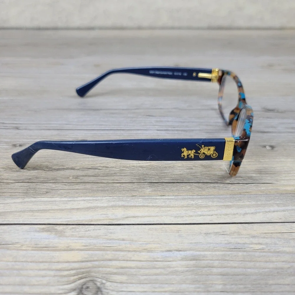 Coach Eyeglass Frames HC 6078 5337 Teal Confetti Tortoise Rectangular 52-16